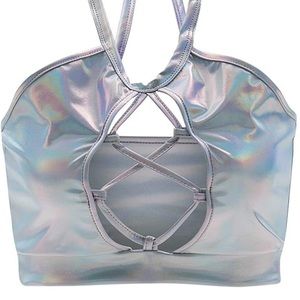 Holographic Keyhole Halter Top